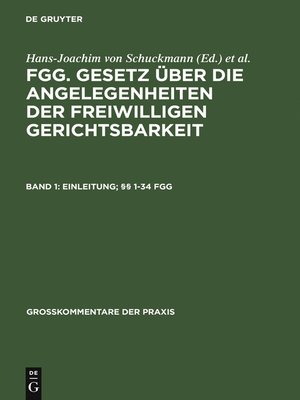 cover image of Einleitung; §§ 1-34 FGG